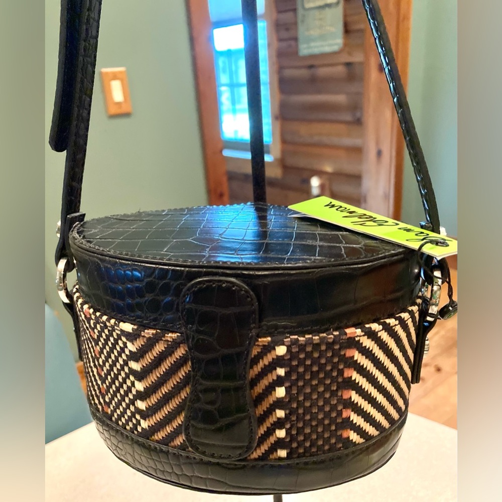 NWT Sam Edelman leather and straw crossbody